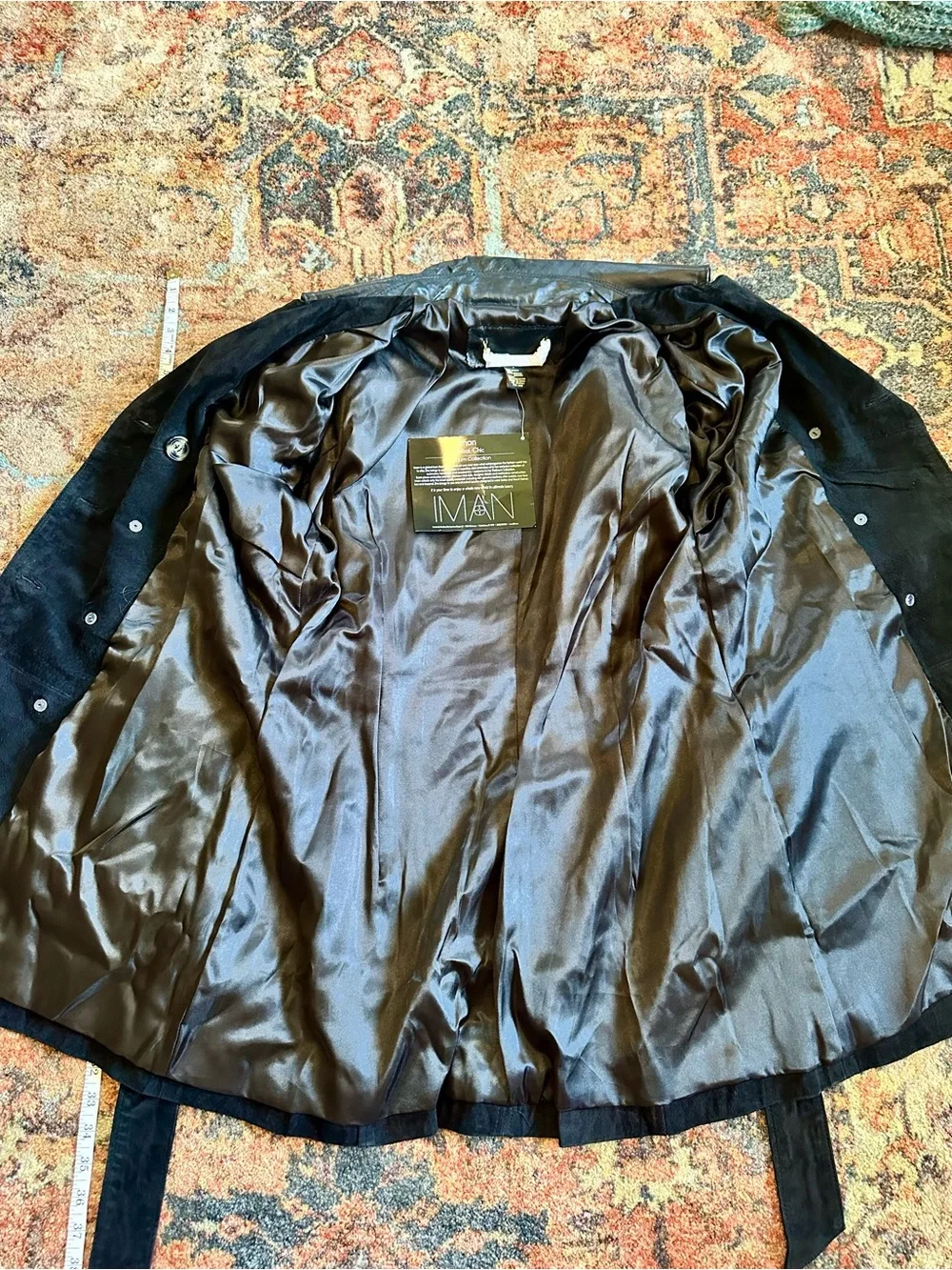 Women's Black Suede & Leather Trench Coat